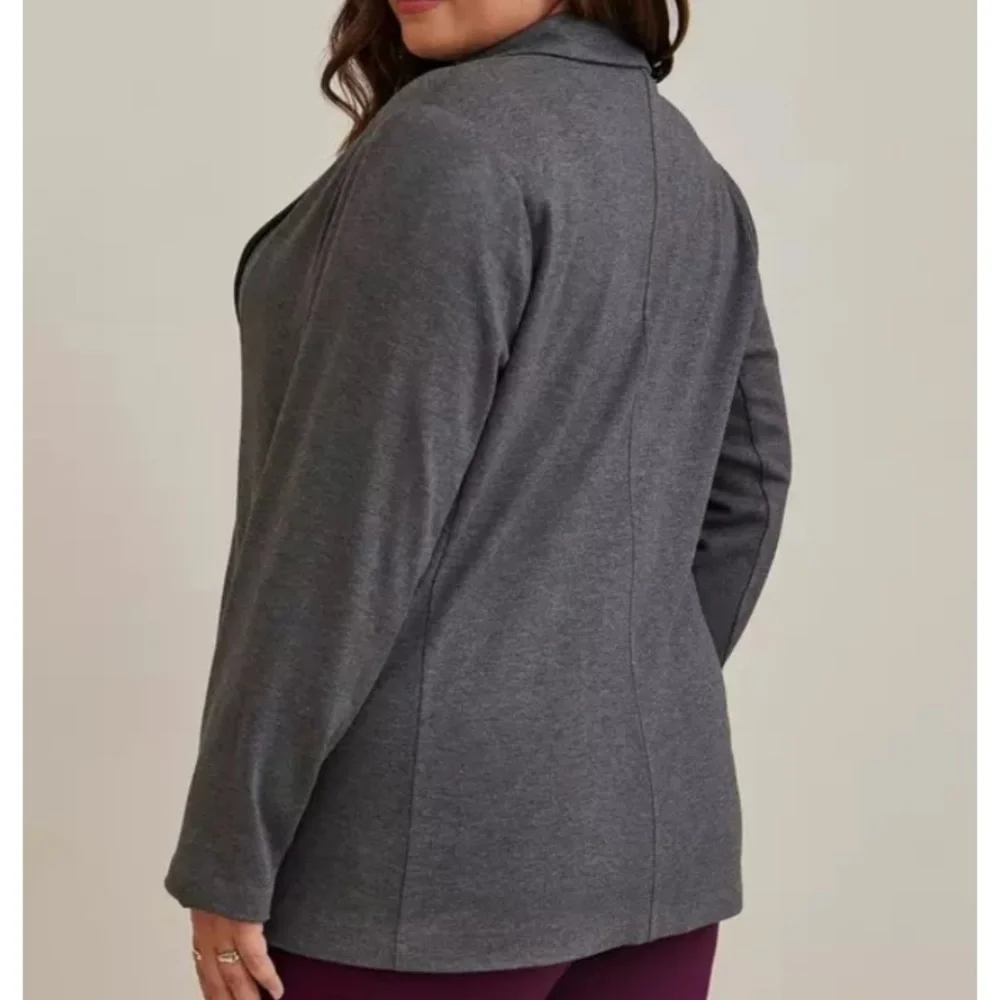 Torrid Jersey Knit Open Front Blazer Longline Collared‎ Jacket Career Gray 6X